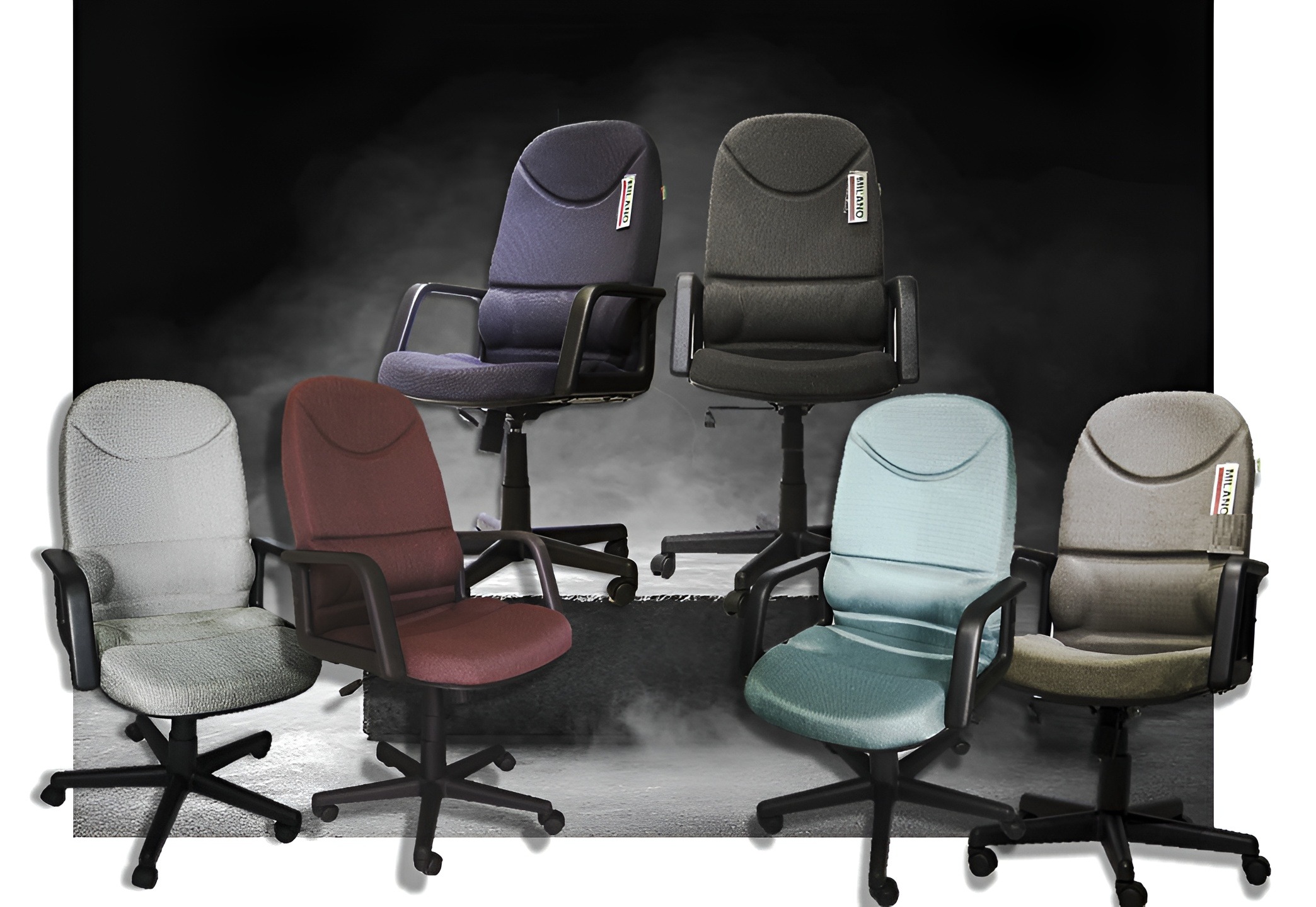 Liftmaster High Back chairs in the exclusive MILANO weave fabric — five colours
