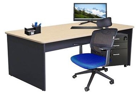 Straight Desks Walnut executive workstation